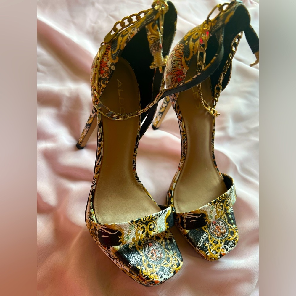 ALDO Prisilla Printed Chain Ankle Strap Platform